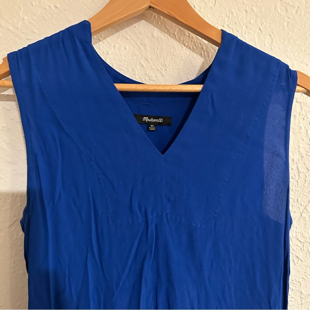 Madewell Cobalt Blue Crepe Top Blouse V Neck Sleeveless Size XS
